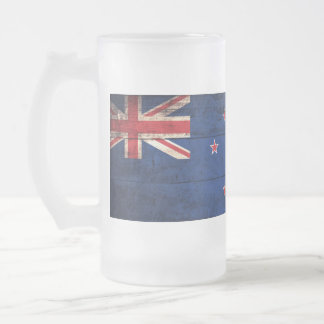altes Holz - Neuseeland - Flagge; Mattglas Bierglas