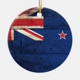 Altes Holz - Neuseeländische Flagge Keramikornament