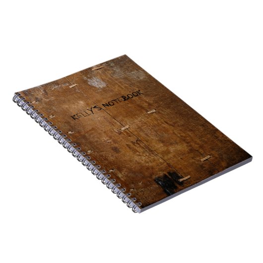 Altes "Holz"-Notebook mit (oder ohne Ihren Namen) Notizblock (Rechte Seite)