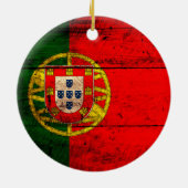 Altes Holz - Portugal - Flagge Keramik Ornament (Hinten)
