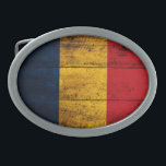 altes Holz - Rumänien - Flagge Ovale Gürtelschnalle<br><div class="desc">Rumänische Flagge; Rumänisch; România; Român;</div>