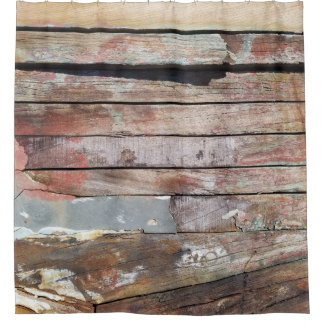 Altes Holz rustikale Bootsplatte aus Holz Duschvorhang