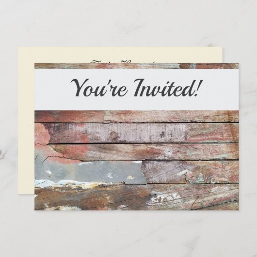 Altes Holz rustikale Bootsplatte aus Holz Einladung (Vorne/Hinten)