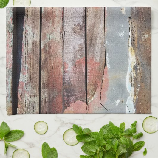 Altes Holz rustikale Bootsplatte aus Holz Geschirrtuch (Gefaltet)