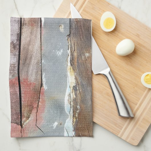 Altes Holz rustikale Bootsplatte aus Holz Geschirrtuch (Viertel Falte)