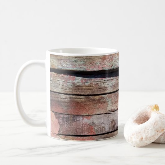 Altes Holz rustikale Bootsplatte aus Holz Kaffeetasse (Mit Donut)