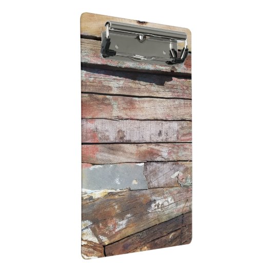 Altes Holz rustikale Bootsplatte aus Holz Mini Klemmbrett (Schrägansicht)