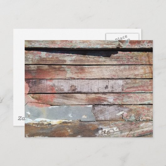 Altes Holz rustikale Bootsplatte aus Holz Postkarte (Vorne/Hinten)