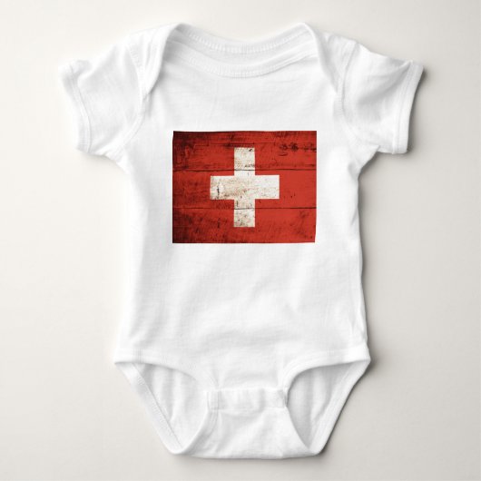 Altes Holz Schweizer Fahne Baby Strampler (Vorderseite)