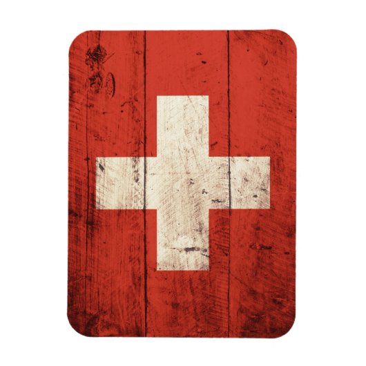 Altes Holz Schweizer Fahne Magnet (Vertikal)