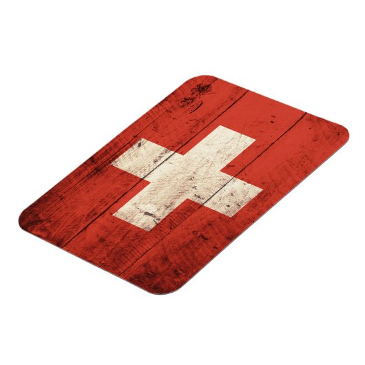 Altes Holz Schweizer Fahne Magnet (Linke Seite)