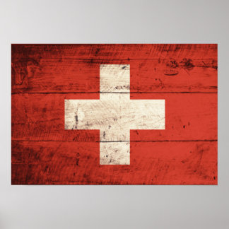 Altes Holz Schweizer Fahne Poster