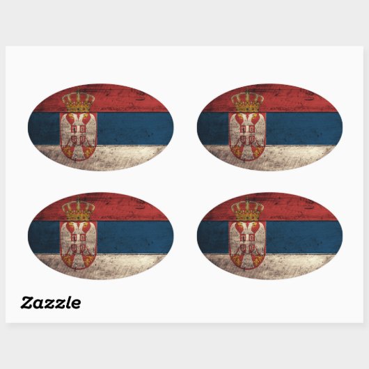 Altes Holz - Serbien-Fahne Ovaler Aufkleber (Blatt)