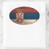 Altes Holz - Serbien-Fahne Ovaler Aufkleber (Tasche)