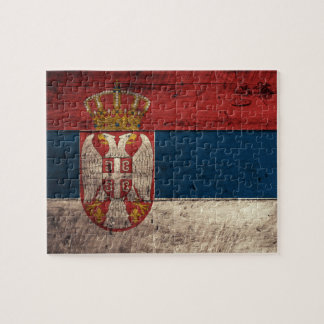 Altes Holz - Serbien-Fahne Puzzle