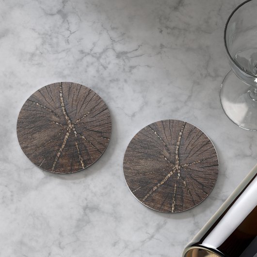 Altes Holz-Slice-Baumstumpf Getränkeuntersetzer