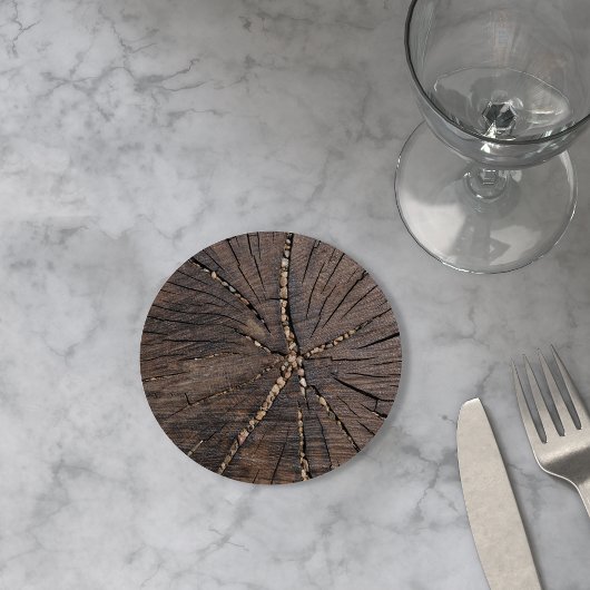 Altes Holz-Slice-Baumstumpf Runder Pappuntersetzer