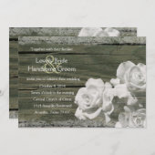 Altes Holz Weiße Geister Rose Hochzeit Einladung (Vorne/Hinten)
