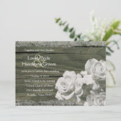 Altes Holz Weiße Geister Rose Hochzeit Einladung (Stehend Vorderseite)