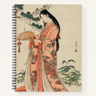 Altes Holz Zeichnend japanische Frau Notizblock