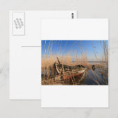 Altes Holzboot in Schilf Postkarte (Vorne/Hinten)