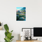 Altes Holzdorf am Fluss Poster (Heimbüro)