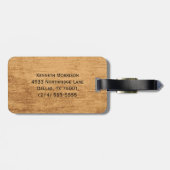 Altes hölzernes Akustikgitarrenmonogramm Gepäckanhänger (Rückseite horizontal)