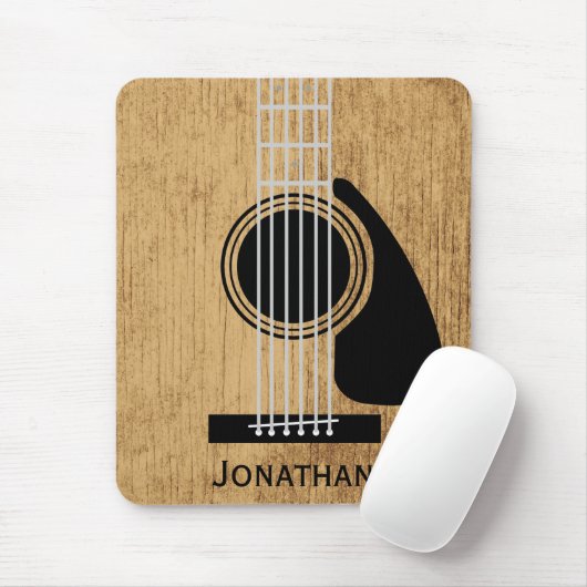 Altes hölzernes Akustikgitarrenmonogramm Mousepad (Mit Mouse)