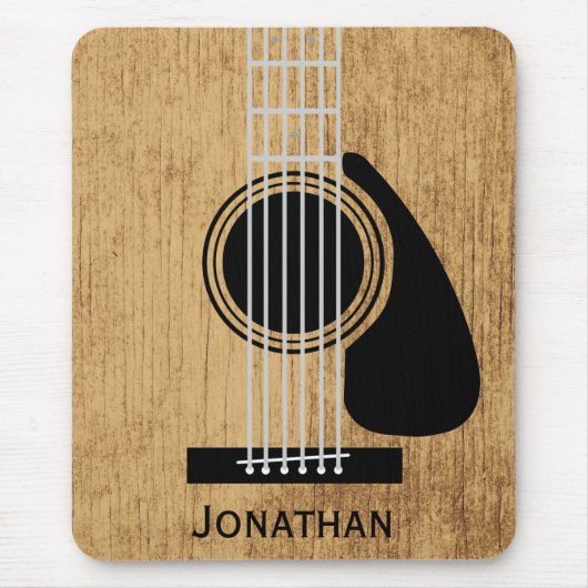 Altes hölzernes Akustikgitarrenmonogramm Mousepad (Vorne)