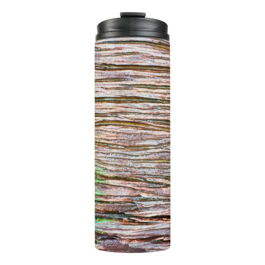 Altes Holzhaus-Dekor, Hintergrund, Brett, Braun, N Thermosbecher (Vorderseite)