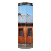 Altes Holzhaus traditionelle Unterkunft, antiken Thermosbecher (Rückseite)