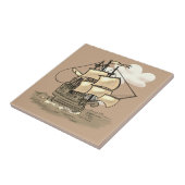 Altes Holzschiff Fliese (Seite)