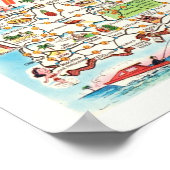 Altes Illustriertes Puerto Rico Karte drucken Poster (Ecke)