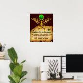Altes irisches Segen-Pergament mit Goldschmetterli Poster (Heimbüro)