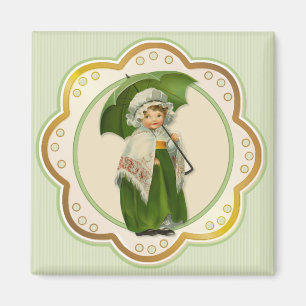 Altes Irland Irisches Regenschirm Mädchen Magnet