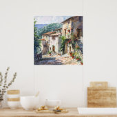 Altes italienisches Dorf Poster (Küche)