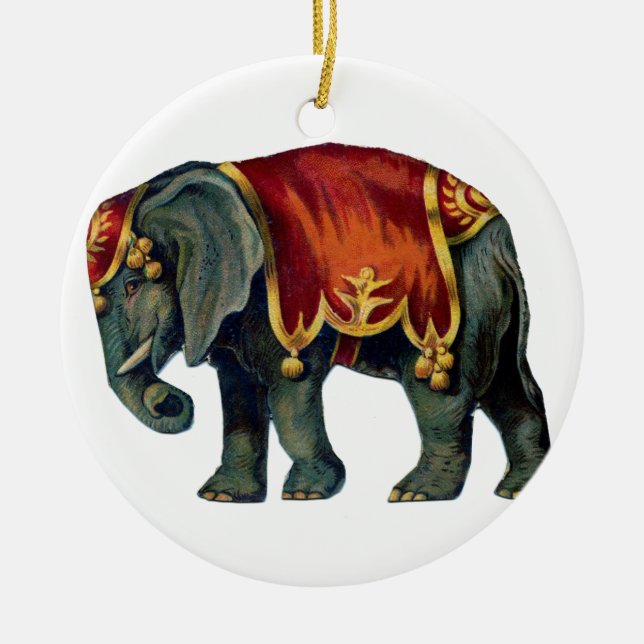 Altes Iustração des Zirkus-Elefanten Keramik Ornament (Vorne)