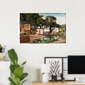 Altes japanisches Dorf Ukiyo-e Poster (Heimbüro)