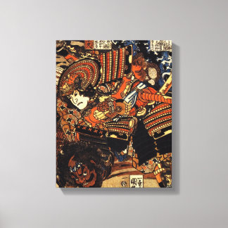 Altes japanisches Gemälde von Samurai Fighting um Leinwanddruck
