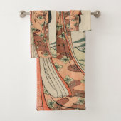 Altes japanisches Holz Zeichnend mit Frauen Badhandtuch Set (Insitu)