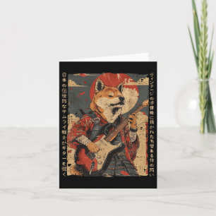 Altes japanisches Kunstwerk Samurai Hund spielt di Karte