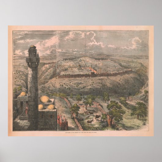 Altes Jerusalem Israel Karte (1853) Poster (Vorne)