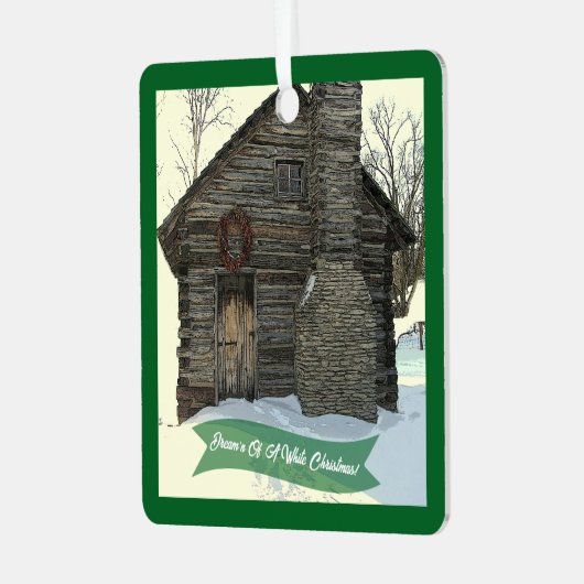 "ALTES KABIN IM SCHNEE" CHRISTMAS ORNANATION ORNAMENT AUS METALL (Vorderseite links)