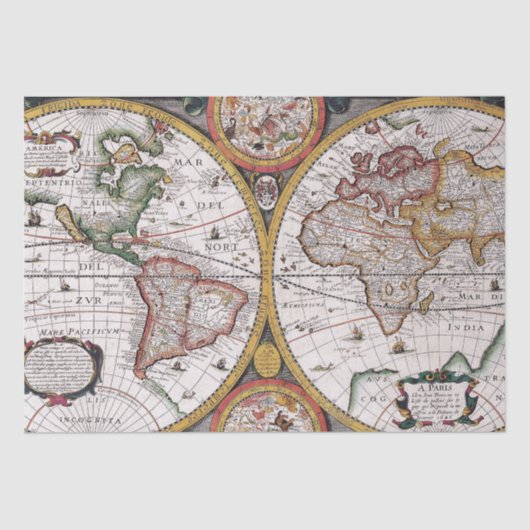 Altes Kartenmuster Seidenpapier (Vorderseite)