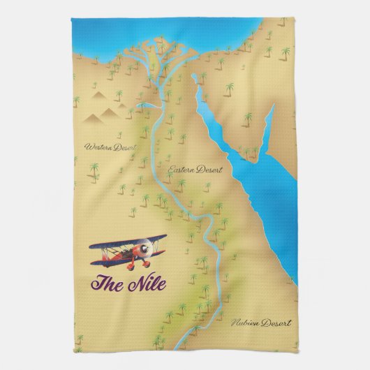 Altes Kartenposter im Vintagen Stil des Nils Geschirrtuch (Vertikal)