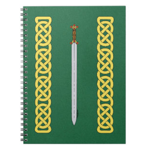 Altes keltisches Schwert und Knüpfarbeit Notizblock
