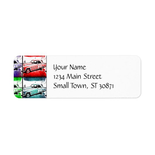 Altes klassisches Auto Wasserfarben Pop Kunst, Dic (Vorne)