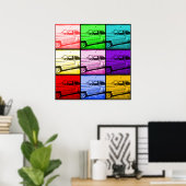 Altes klassisches Auto Wasserfarben Pop Kunst, Dic Poster (Heimbüro)