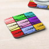 Altes klassisches Auto Wasserfarben Pop Kunst, Dic Untersetzer (Linke Seite)