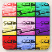 Altes klassisches Auto Wasserfarben Pop Kunst, Dic Untersetzer (Vorderseite)
